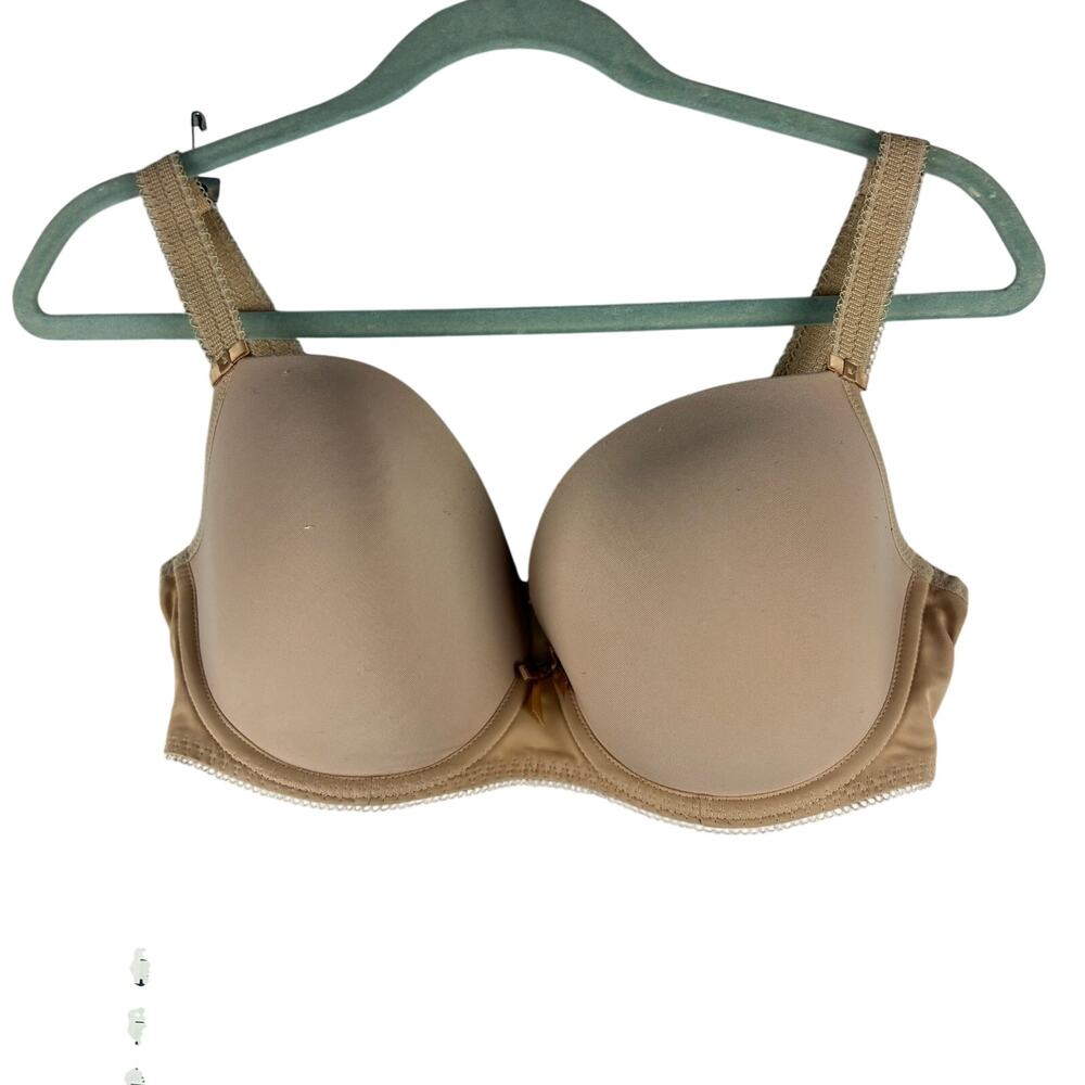 Freya Deco Molded Plunge T-Shirt Bra Women’s 32 F Nude Beige Padded Wired Full